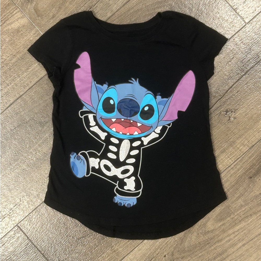 Disney Black and Blue Stitch Skeleton Tee